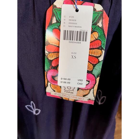 NWT FARM RIO X ANTHROPOLOGIE Jackie Embroidered Romper shorts Sz Xs Navy/White - Picture 4 of 11